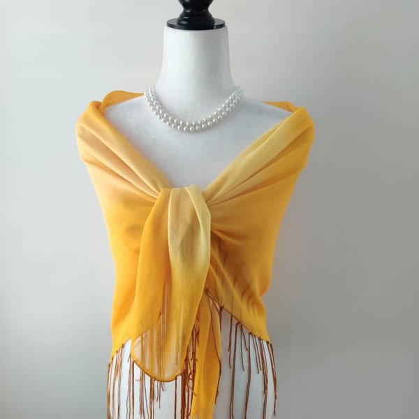 Fashionable yellow gradient  scarf|Dressy classy ombre Scarfl|Travel scarfl|Sarong|All season playful chic scarf|Gift worthy scarf|