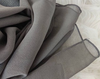 Pewter Gray Sheer transparent Crepe Chiffon scarf for women|Fashionable Dressy Formal Shawl wedding favors|Initial Personalizable scarf|