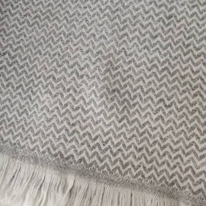 Blanket thow|Pashmina over sized Shawl|Scarf|Blanket|oversized Shawl Blanket|Throw Zig Zag Pattern Gray Ivory|