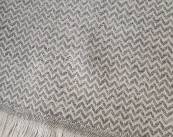 Oversized Pashmina Shawl: Gray Ivory Zig Zag Blanket Scarf