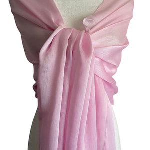 Pink Sheer Poly Shawl |Elegant Wedding Coverup|Special Occasion Wrap |Shrug Sash Hijab  Headscarf |Personalizable | 20"X74" |