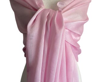 Pink Shawl – Sheer Lightweight Wedding Wrap, Elegant Evening Scarf, Bridesmaid Shawl