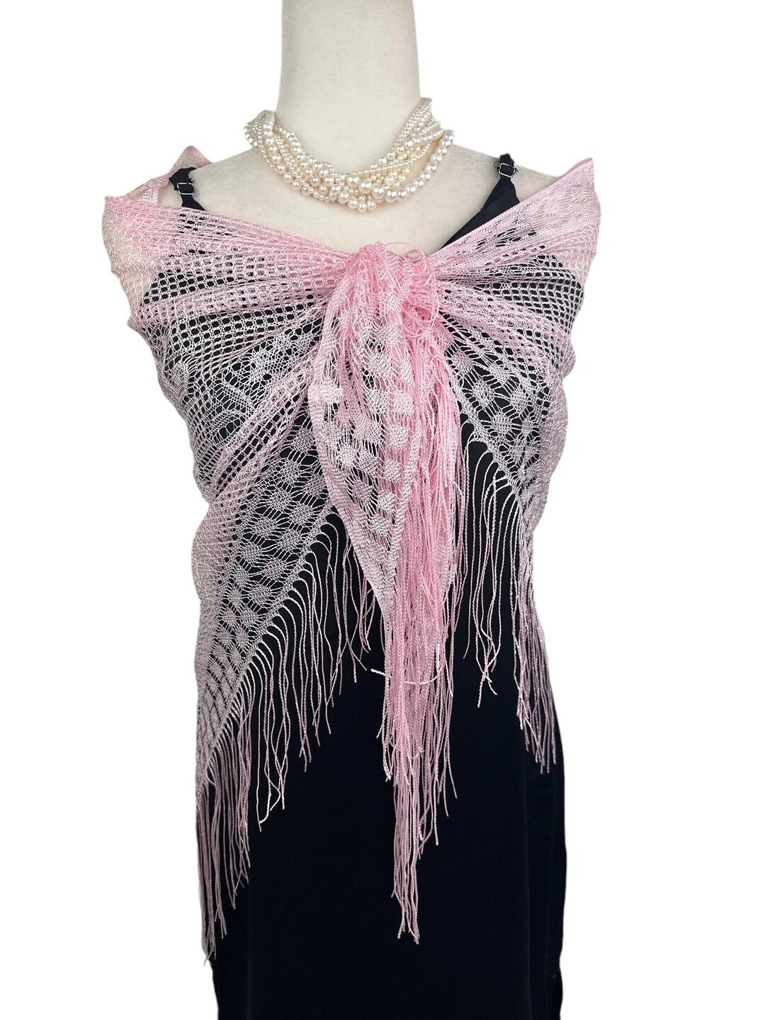 Pink Net Triangle Scarf – Lightweight Transparent Shawl Wrap