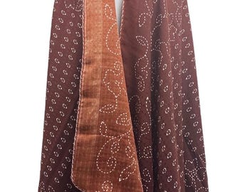 Brown Copper Bronze Wool Shawl – Elegant All-Season Reversible Scarf, Wrap for weddings and everyday Wear