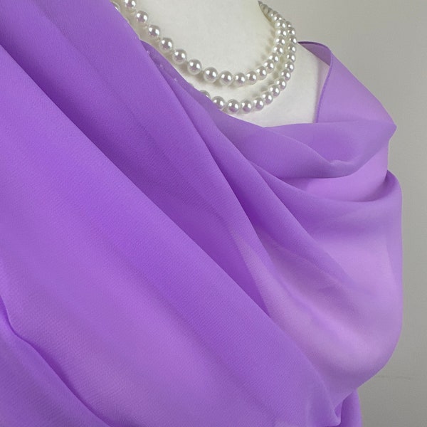 Purple Sheer transparent Crepe Poly chiffon scarf|Fashionable dressy shawl|Bridesmaids gift|Hijab|Initial personalizable shawl