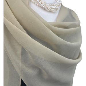 Beige Tan Sand Sheer Poly Chiffon Shawl |Elegant Wedding Coverup|Special Occasion Wrap|Shrug Sash Hijab  Headscarf|Personalizable | 20&quot;X74&quot;|