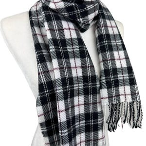 Black white red Tartan Plaid Winter Scarf|Soft, Warm,Cozy Acrylic-Wool-Like Feel|Unisex,Non-Shedding,Non-Itchy|Personalizable Gift|12&#39;X58&quot;