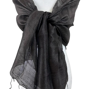 Brown Chocolate Raw Silk Shawl | Vibrant Dressy Wrap | All-Season Chic Boho Scarf | Elegant Lightweight Minimalist luxury Accessory | Gift