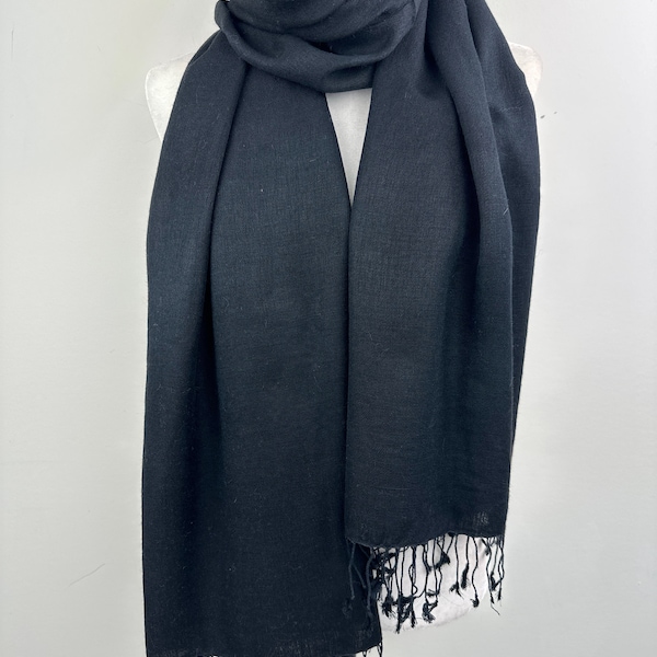 Black Fashionable pashmina silk shawl|Dressy Shawl|Travel shawl|All season scarf|Warm winter scarf|Initial personalizable scarf