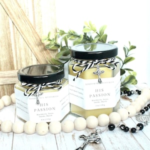 Passion of Jesus Beeswax Candle, Sorrowful Mysteries of the Rosary, Catholic Prayer Candle
