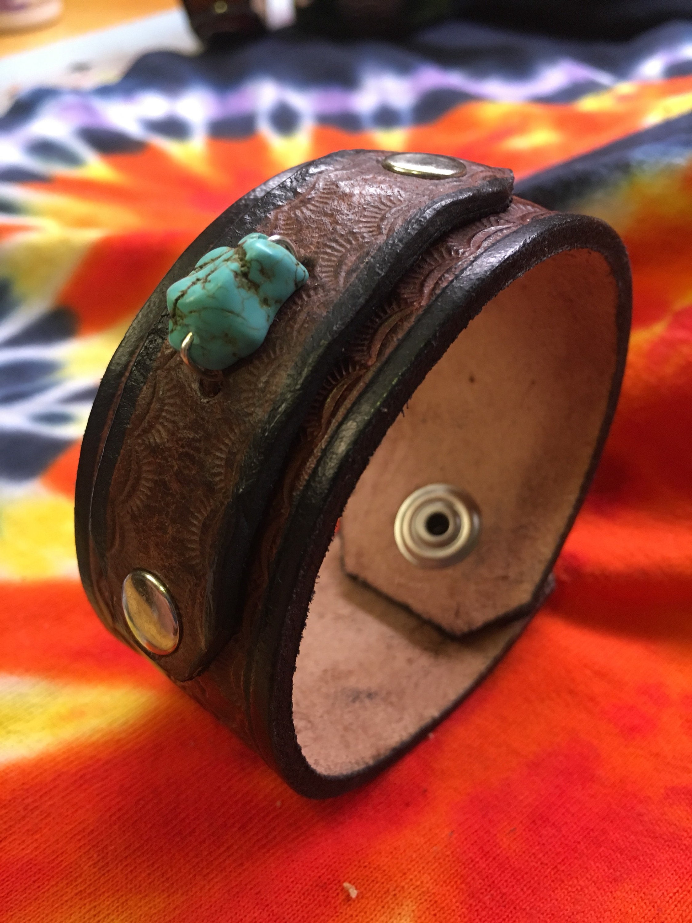 Hand Tooled Leather Bracelet Etsy