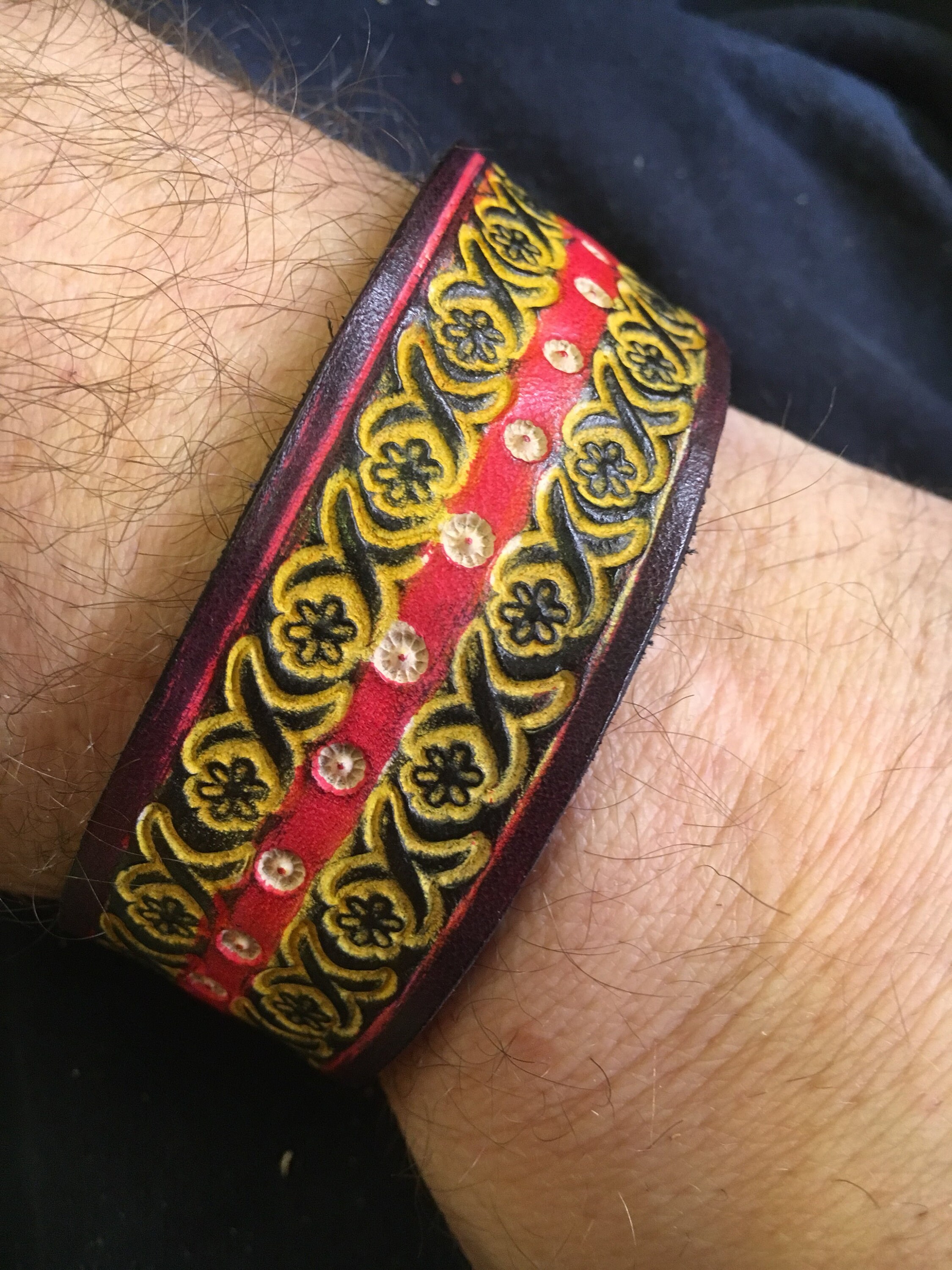 Hand Tooled Leather Bracelet Etsy