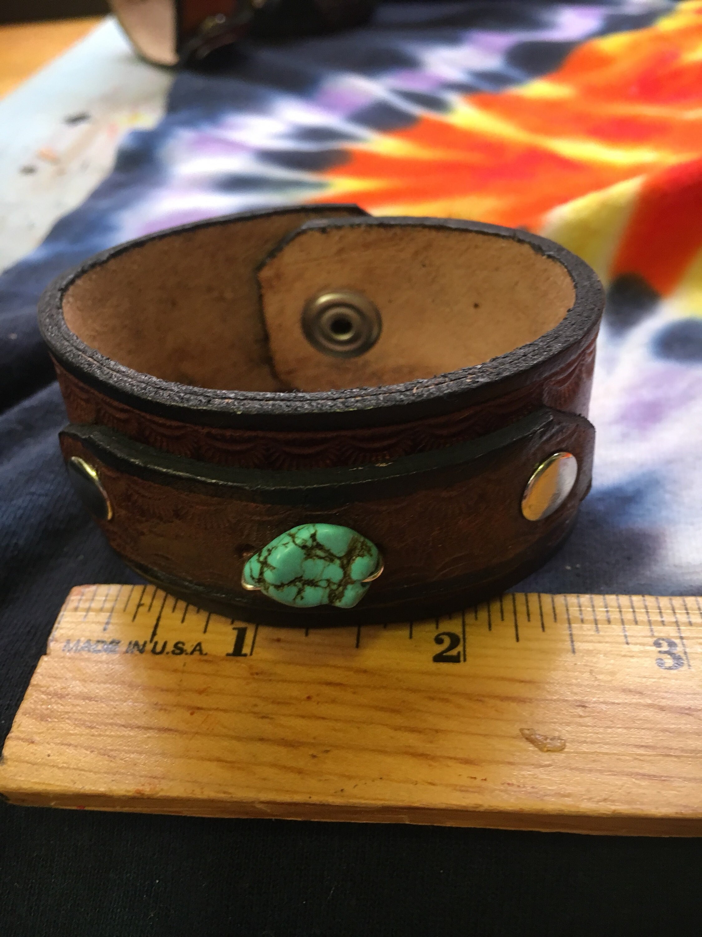 Hand tooled leather bracelet Etsy