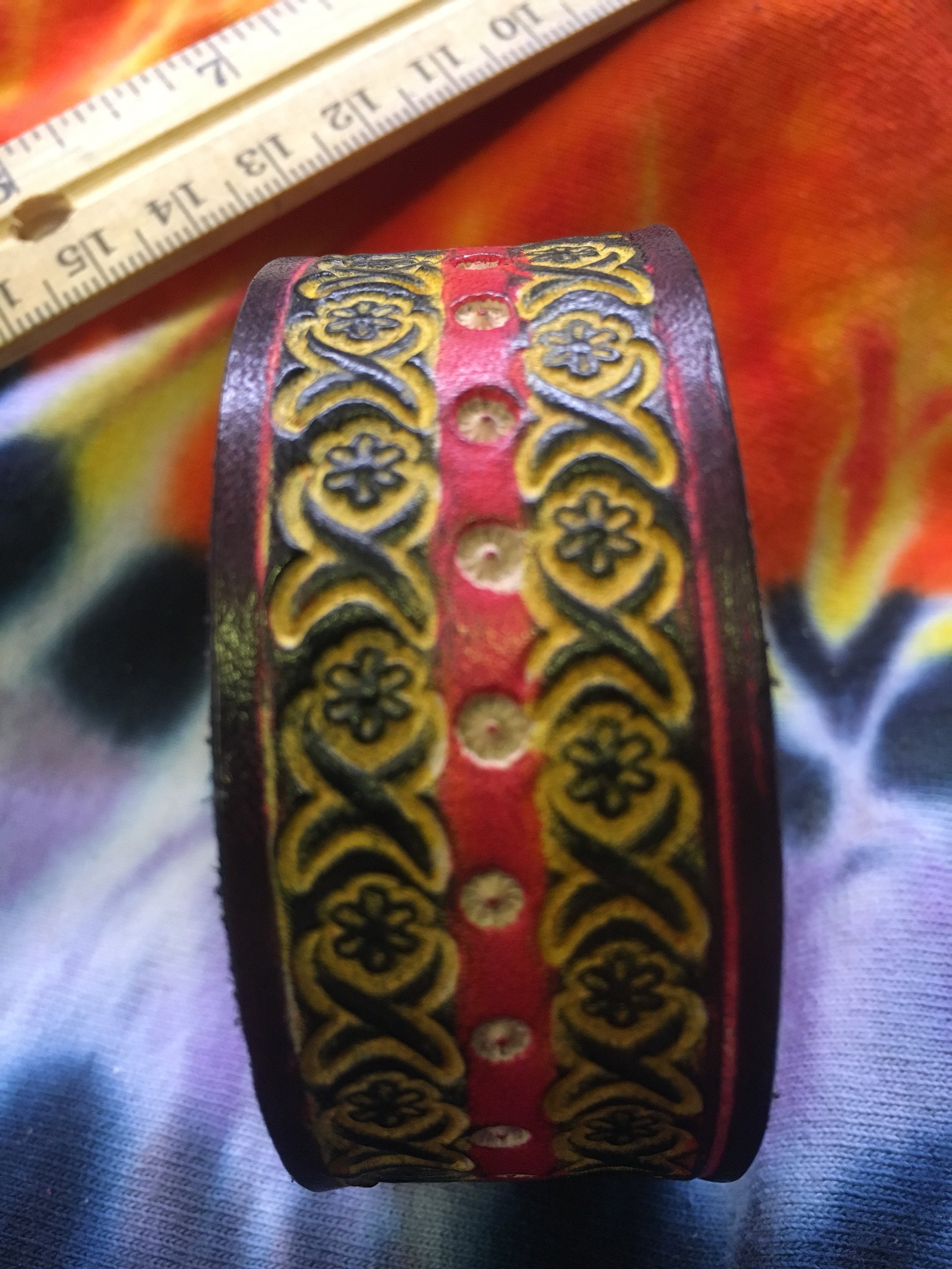 Hand Tooled Leather Bracelet Etsy