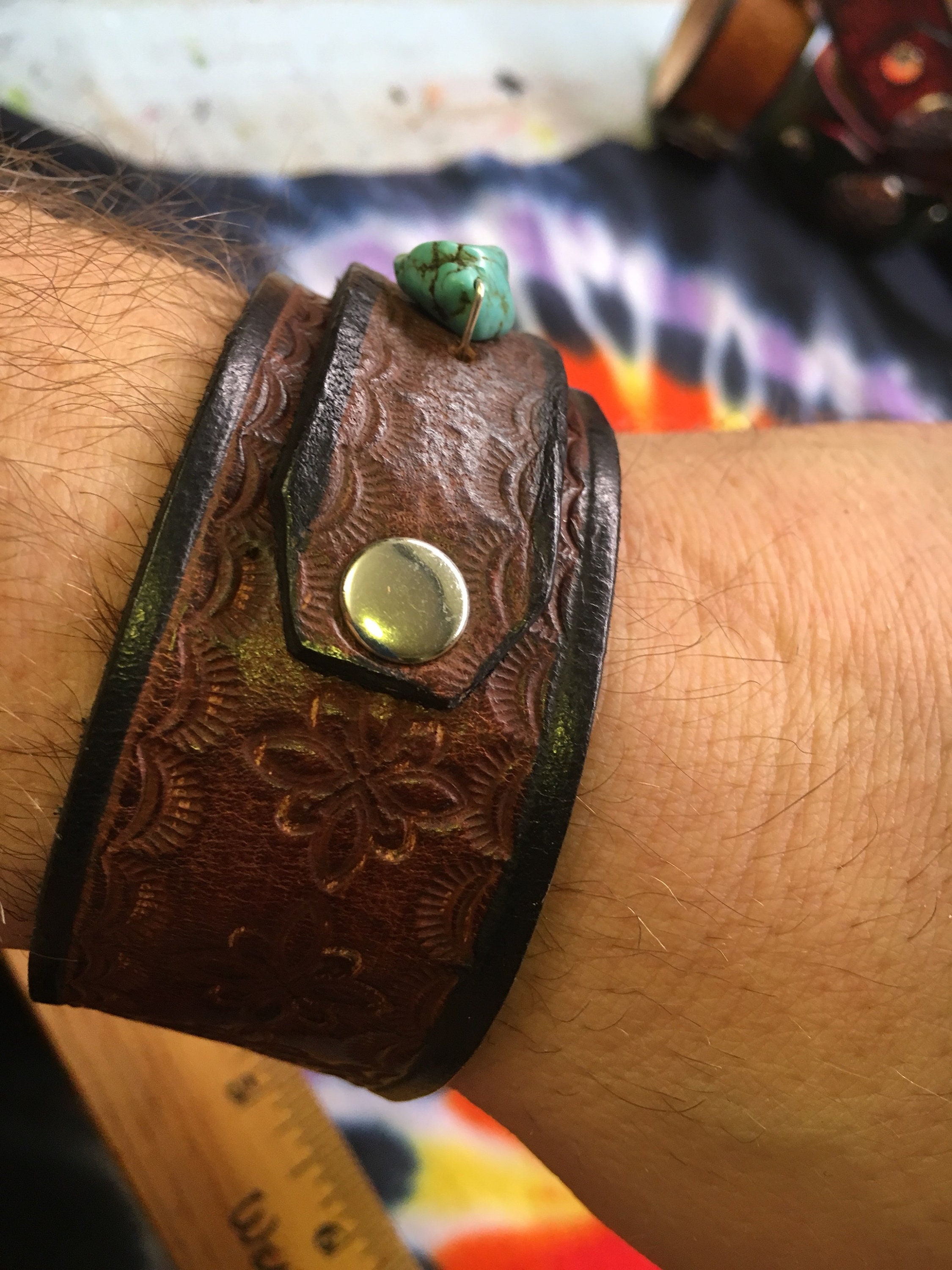 Hand Tooled Leather Bracelet Etsy