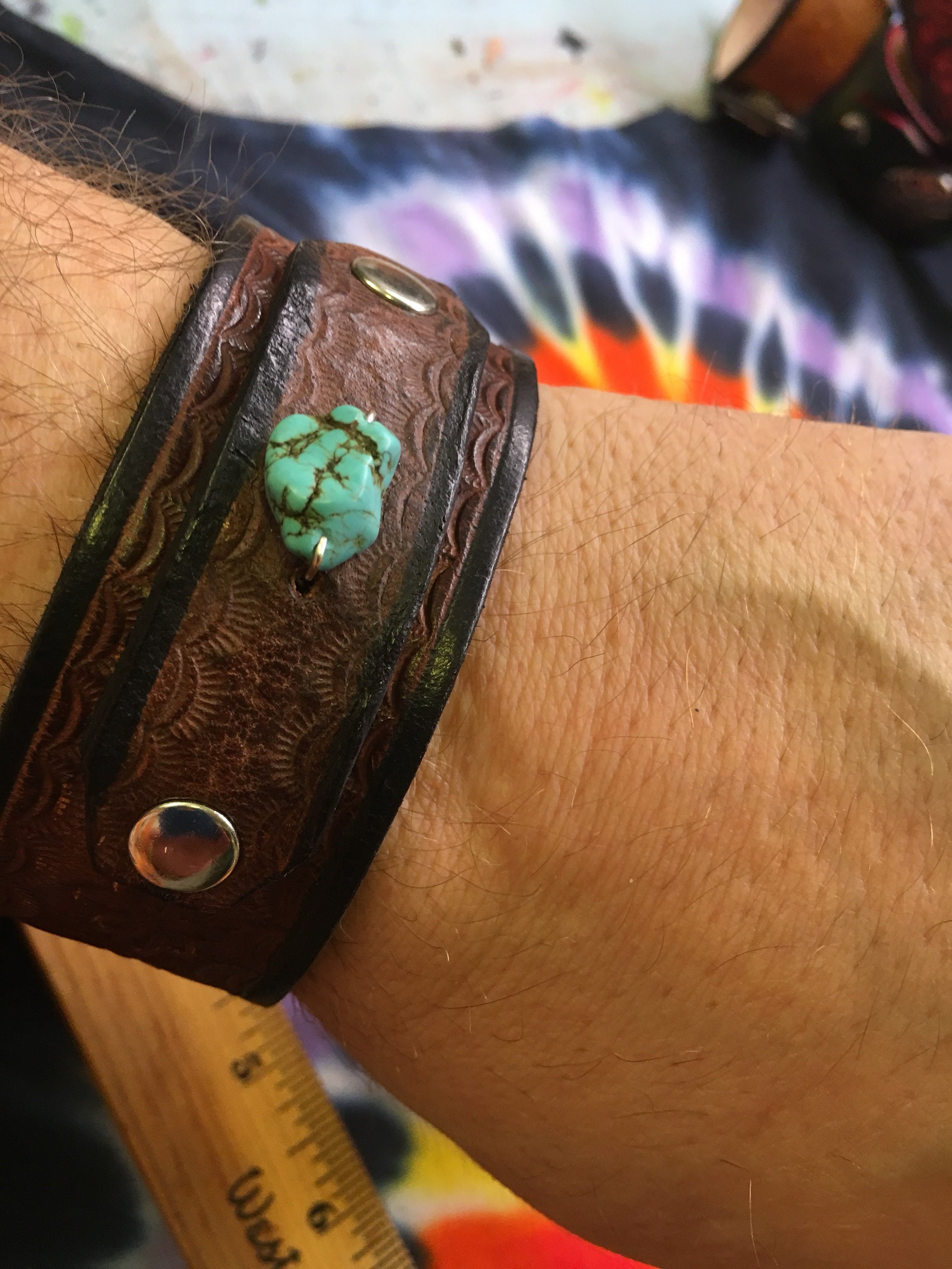 Hand Tooled Leather Bracelet Etsy