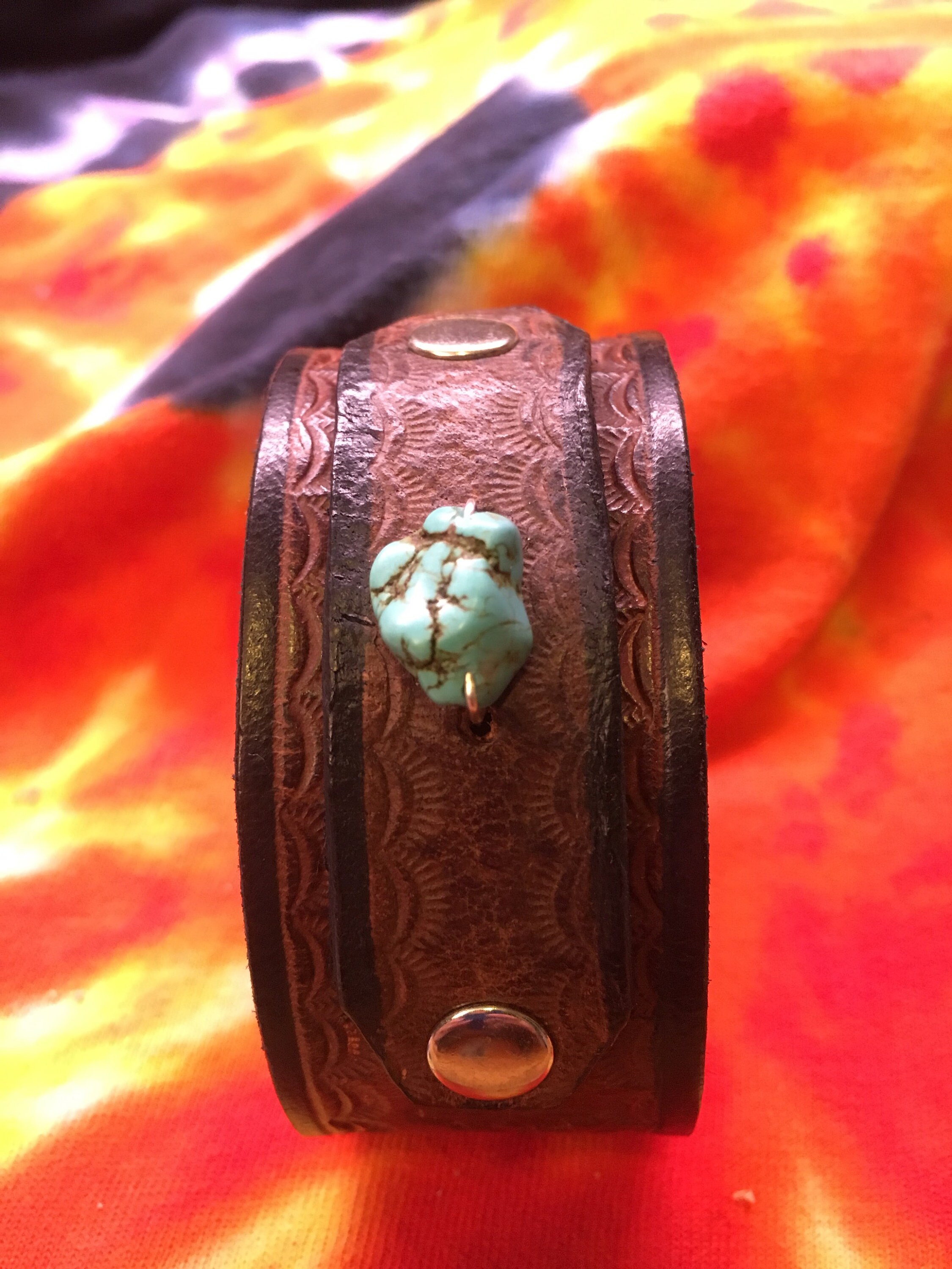 Hand Tooled Leather Bracelet Etsy