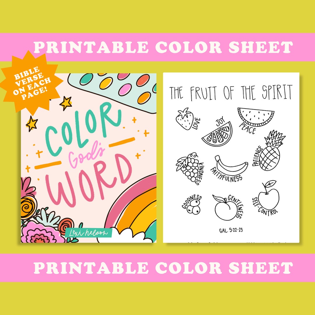 Downloadable Color Sheet Color God's Word - Etsy