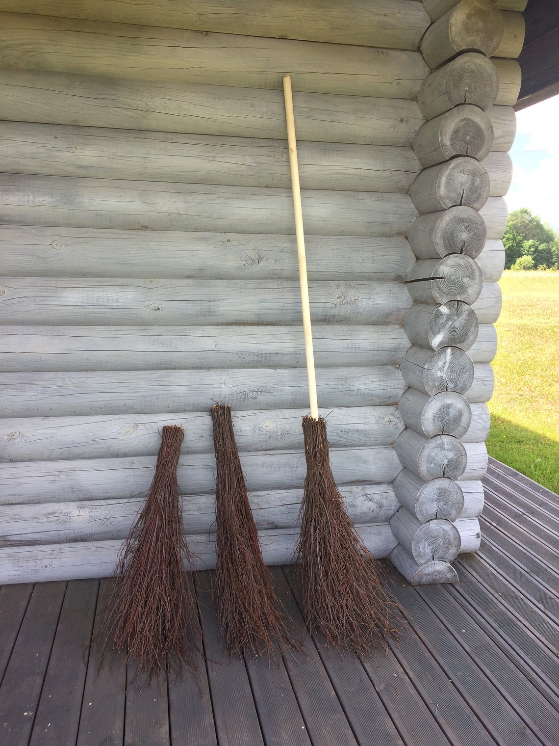 Set of Country vintage birch broom 100 handcraft natural Etsy