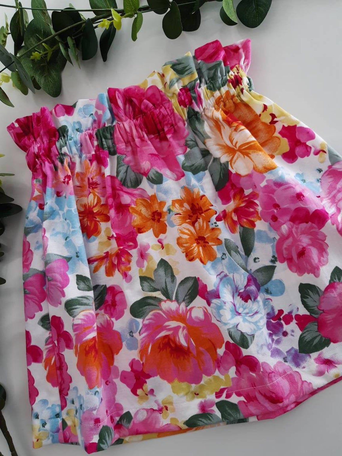 Girls Floral Skirt, Size 4, Floral Print, Girls Skirt, Paperbag Waist