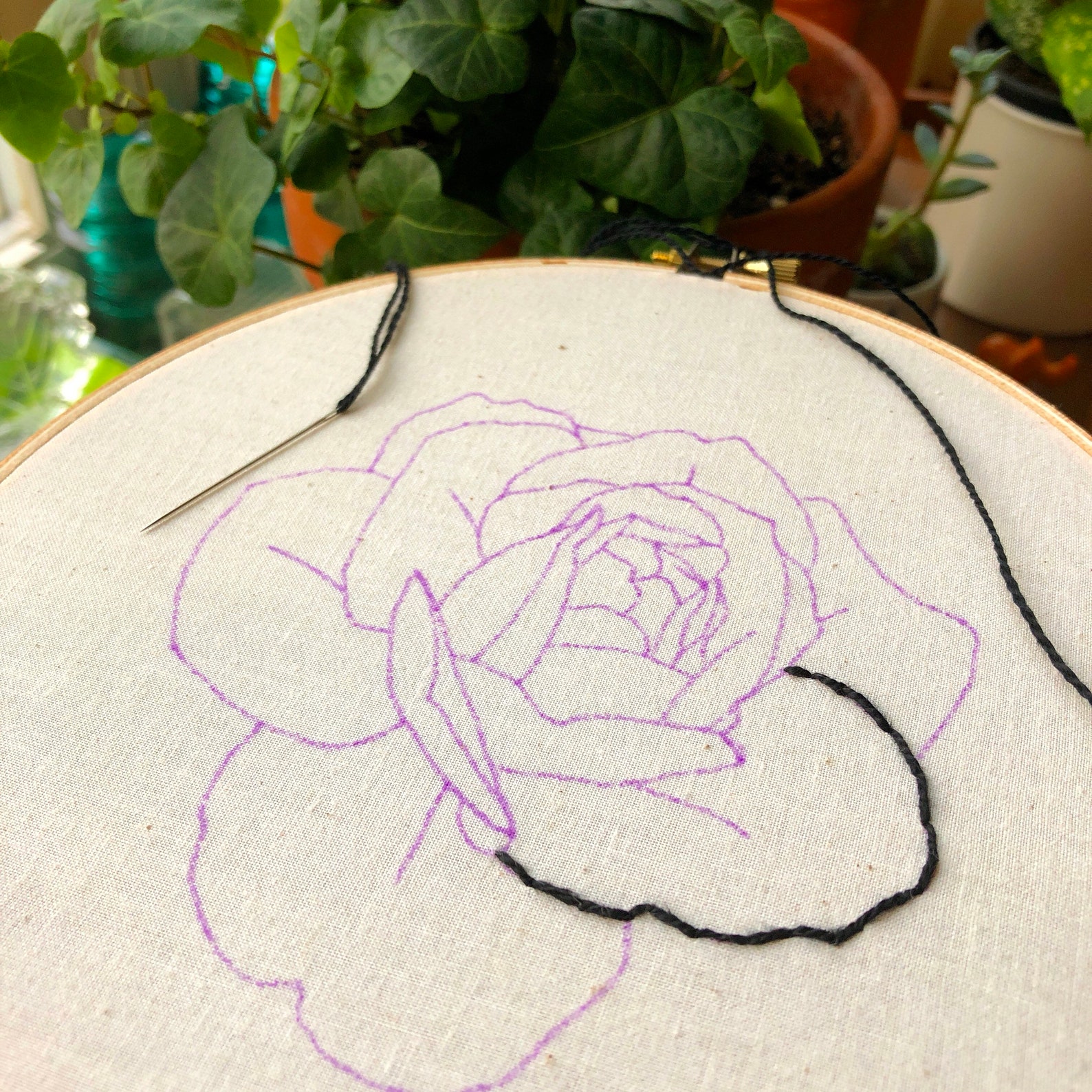 Rose Flower Hand Embroidery Pattern PDF Digital Download Etsy