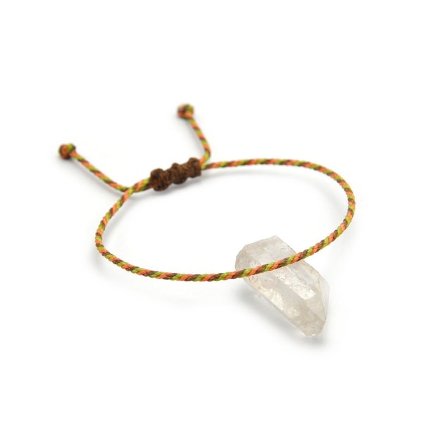 Bracelet Marron Vert & Rose Pêche Corde Simple | Fin Cordon Souple de 2 mm | Tressé Avec Du Fil Ciré | Ajustable Résistant à l' Eau |#Tr62