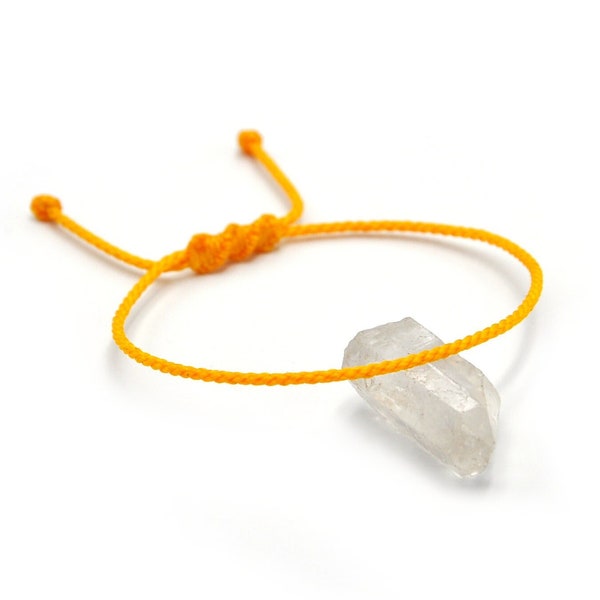 Bracelet Jaune Vif Corde Simple | Fin Cordon Souple de 2 mm | Tressé Avec Du Fil Ciré | Ajustable Unisexe et Résistant à l' Eau | #46