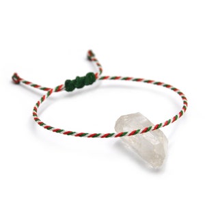 Braccialetto con cordino singolo verde, rosso e bianco | Cordino sottile e morbido da 2 mm | Intrecciato con filo cerato | Regolabile, unisex e resistente all'acqua | #P8