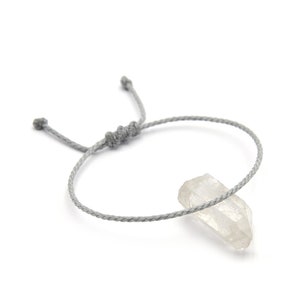 Clear Grey/Gray Cord Bracelet | 2 mm Thin Round Rope Wristband | Braided With Waxed Thread | Adjustable Unisex Simple and Waterproof | #5