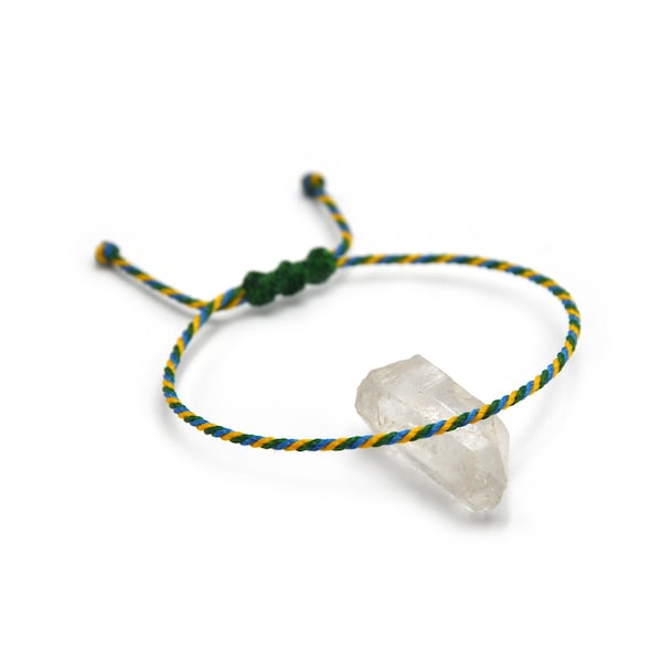 Bracelet Vert Bleu Jaune Corde Simple | Fin Cordon Souple de 2 mm | Tressé Avec Du Fil Ciré | Ajustable Unisexe et Résistant à l' Eau | #P1