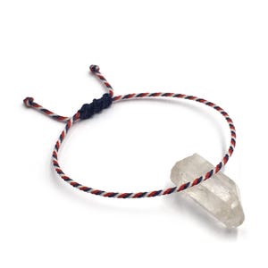 Bracelet Bleu Foncé Blanc Rouge Corde Simple | Fin Cordon Souple de 2 mm | Tressé Avec Du Fil Ciré | Ajustable et Résistant à l' Eau | #P9