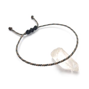 Dark Grey Brown & Grey Cord Bracelet | 2mm Thin Round Rope Wristband | Braided With Waxed Thread | Adjustable Unisex and Waterproof | Tri6