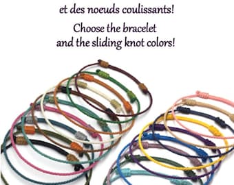 60 Colores a elegir | Pulsera Trenzada Mano en Francia con Hilo Encerado | Nudos Deslizantes | Ajustable, Unisex y Resistente al agua |