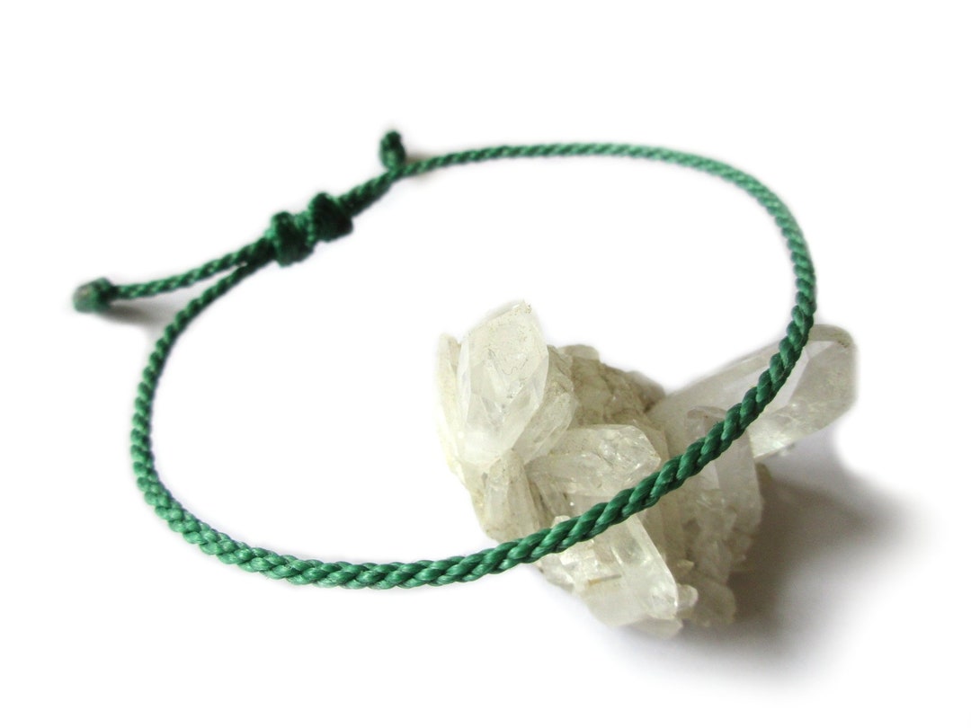 Pale Green Cord Bracelet 2 Mm Thin Round Rope Wristband Braided With