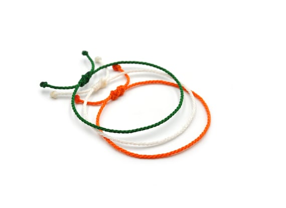 Green Orange White Cord Bracelet Braided With Waxed Thread Adjustable Unisex Simple and Waterproof |#P5 2 mm Thin Round Rope Wristband