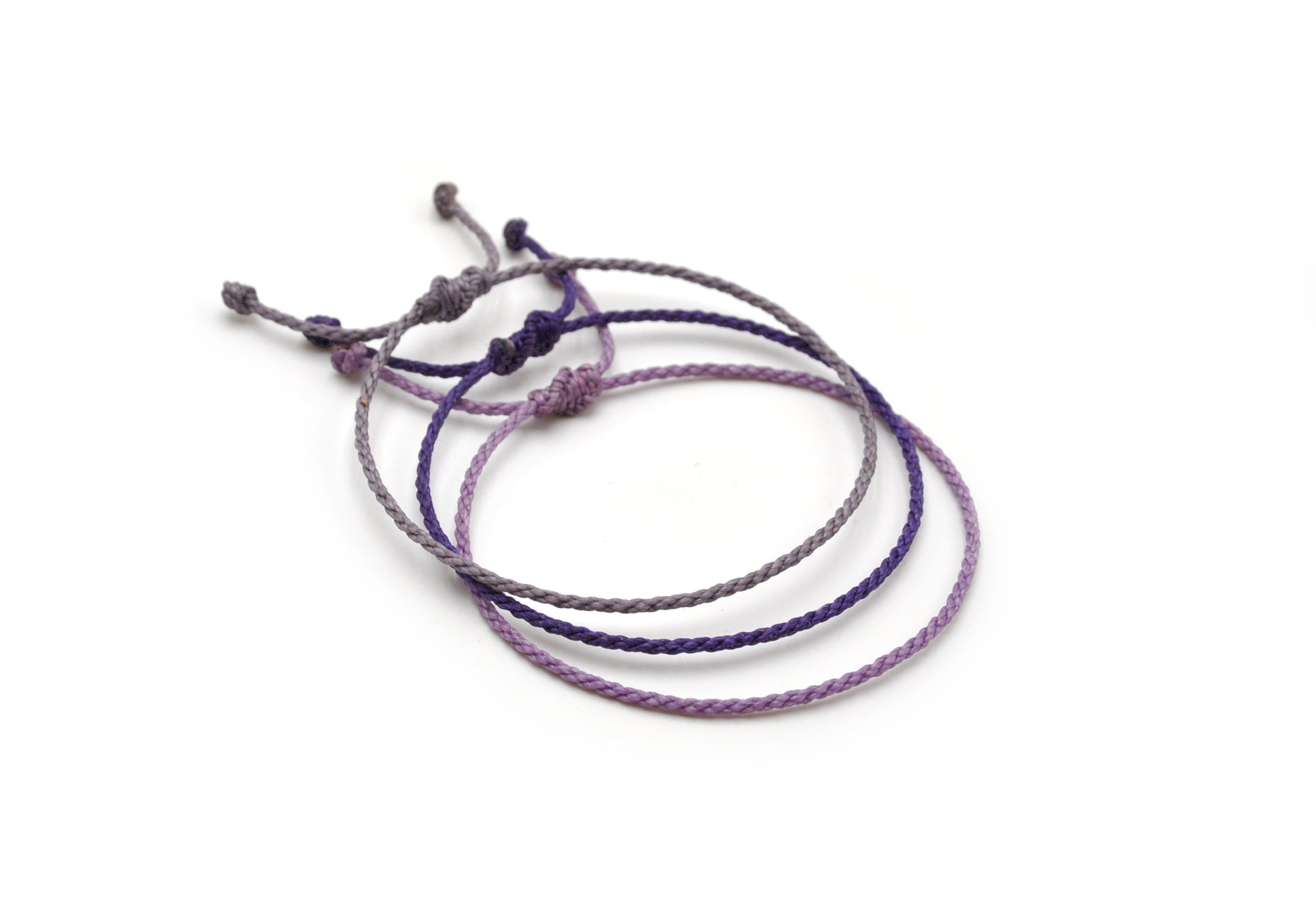 X3 Purple Lilac Cord Bracelets | 2 Mm Thin Round Rope