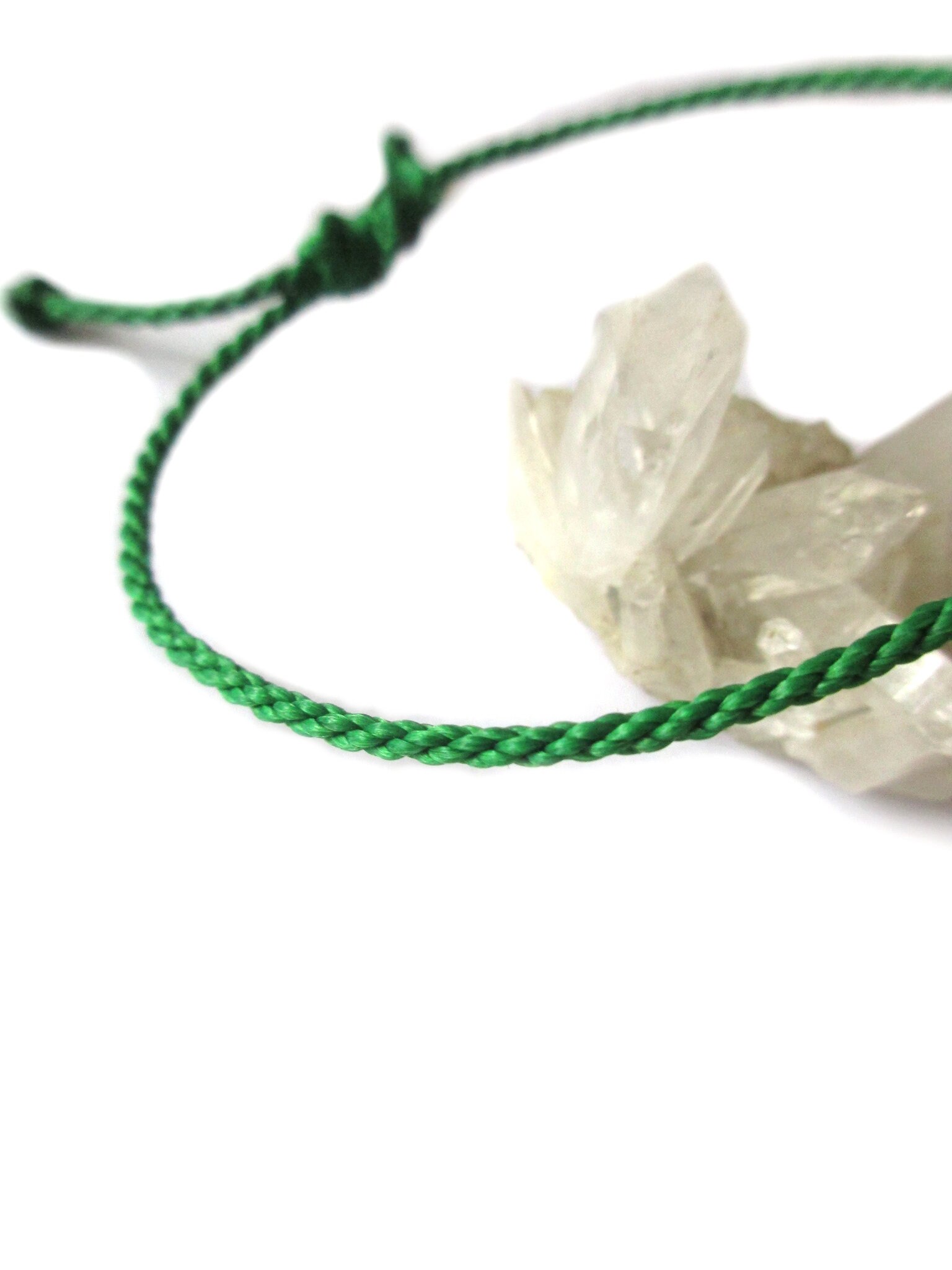 Green Cord Bracelet 2 Mm Thin Round Rope Wristband Braided Etsy