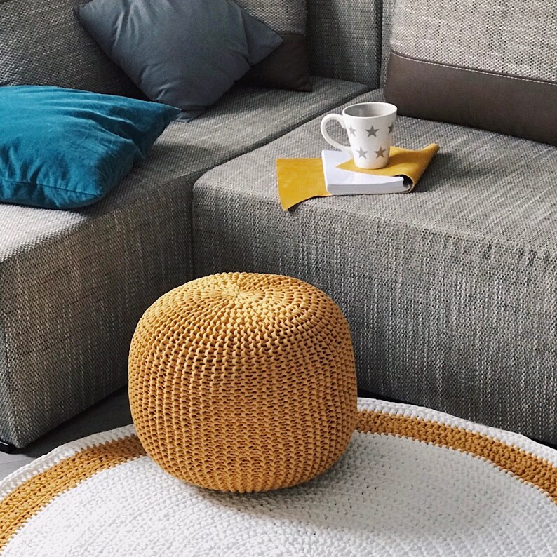 Pouf Ottoman Footstool Crochet Floor Image 0