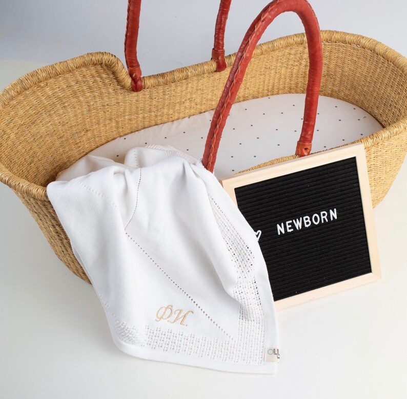 Personalized knit baby blanket Personalized Baptism blanket Etsy