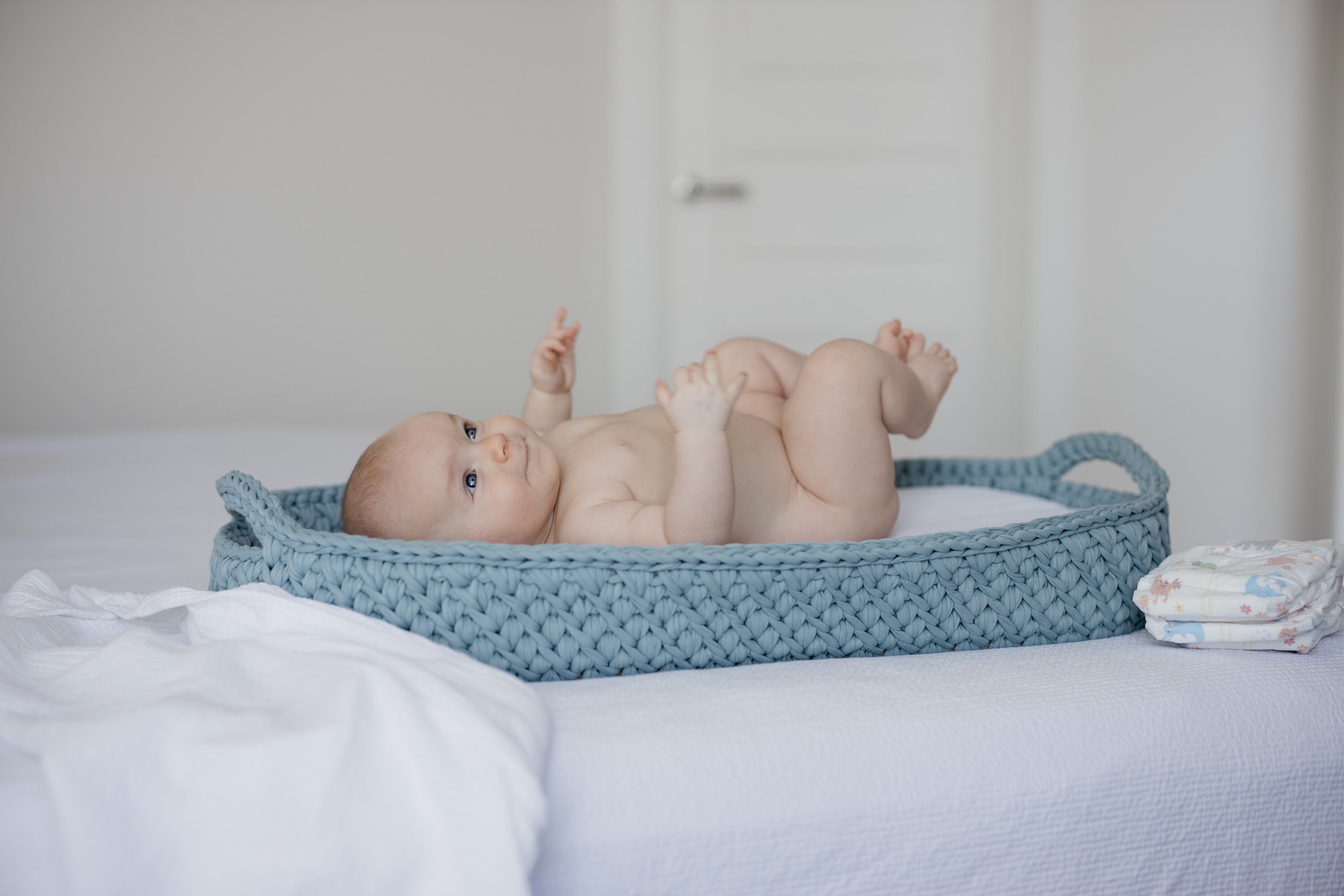 Changing basket with mattress Crocheted baby basket Baby Etsy