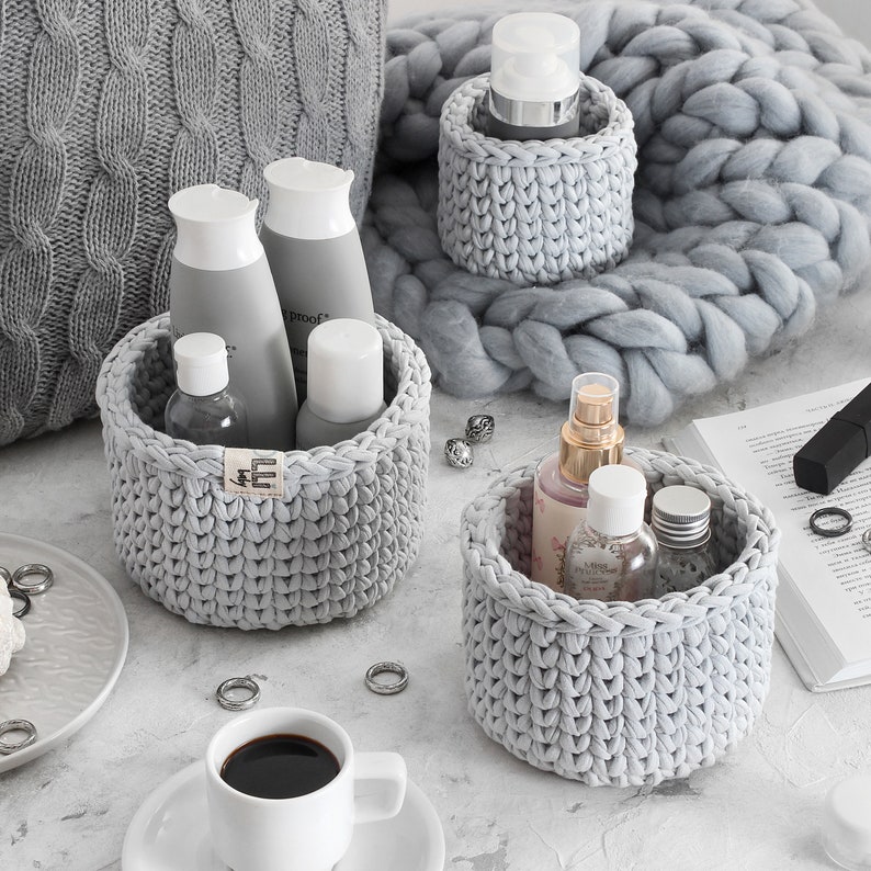 Crocheted basket Small storage basket set Etsy