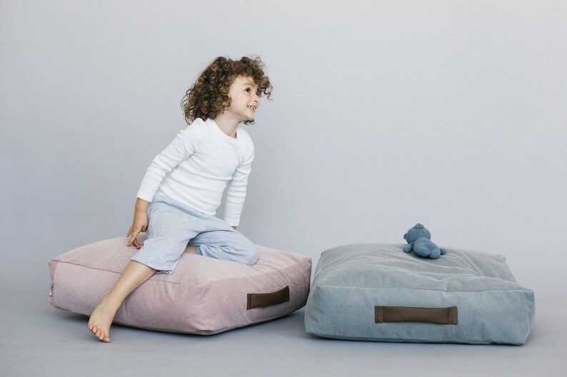 Blush Pink Kids Pouf Floor Cushion Ottoman Seat Cushion Kids Etsy