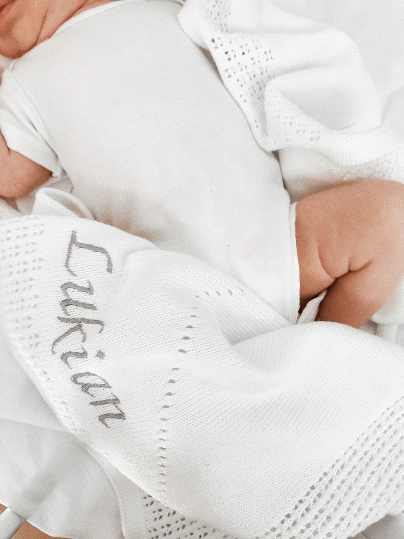 Baptism blanket Personalized Knit baby blanket Dedication Etsy