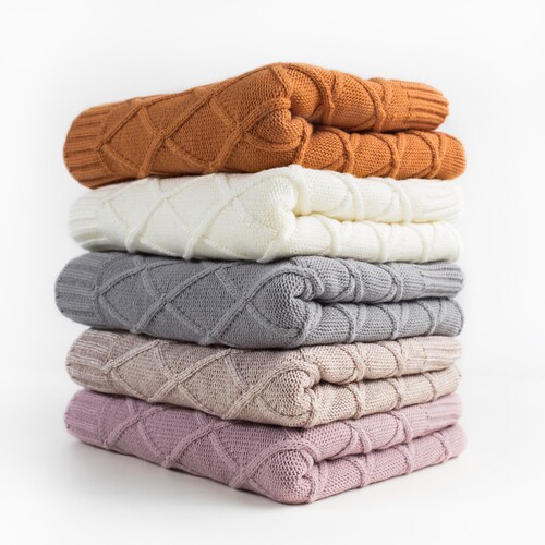 Lace Heart Knit Baby Blanket Hand Knitted Newborn Throw Etsy