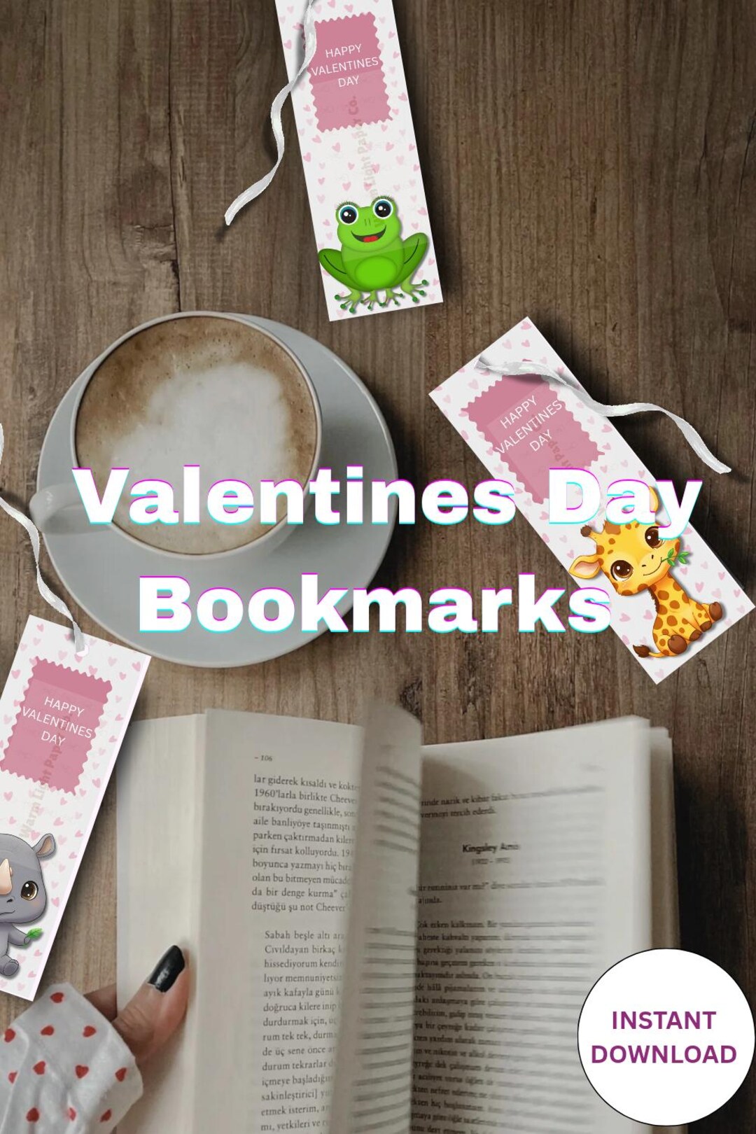 Jungle Animals Valentine's Day Bookmarks - Printable Kids Valentines (8 ...