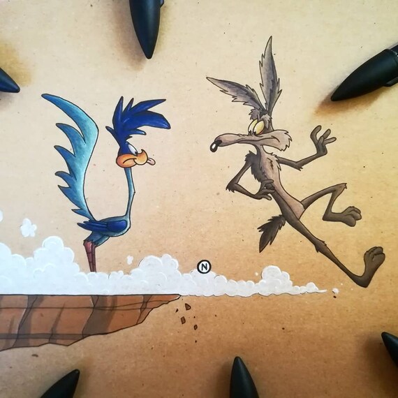 Original Drawing Bipbip And Coyote Etsy
