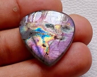 Amazing Purple Labradorite Gemstone Cabochon 30X28X4 mm Teardrop Shape Jewelry Making Labradorite Cabochon