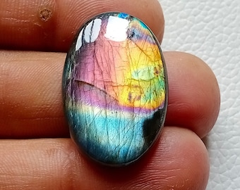 AAA Quality Flashy Labradorite Cabochon, Oval Gemstone (31X20X5 mm)