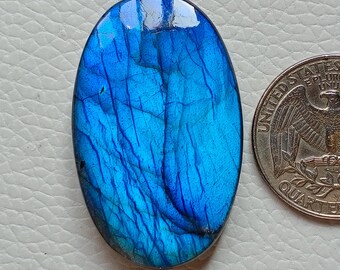 Blauwe labradoriet cabochon, edelsteen van AAA-kwaliteit (39 x 24 x 7,5 mm)