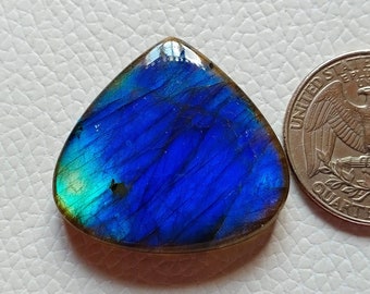 Best Quality Blue Labradorite Gemstone Cabochon 30X28X7 mm Teardrop Shape Pendant Stone Labradorite Cabochon